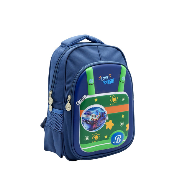 SL-18257-13T Backpack Bag – Navy Blue with Racing Car Design