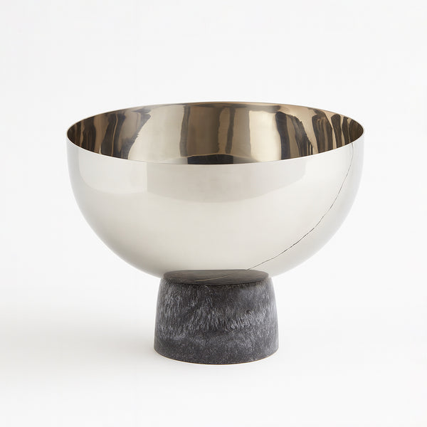 12088BL Steel Deep Bowl – Black – 24 × 20 cm – Premium Large Stainless Steel Serving Bowl with Resin Base