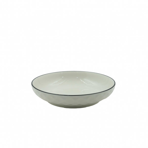 99577-10 – Ceramic Plate 17.8 cm – White with Diamond Embossed Rim