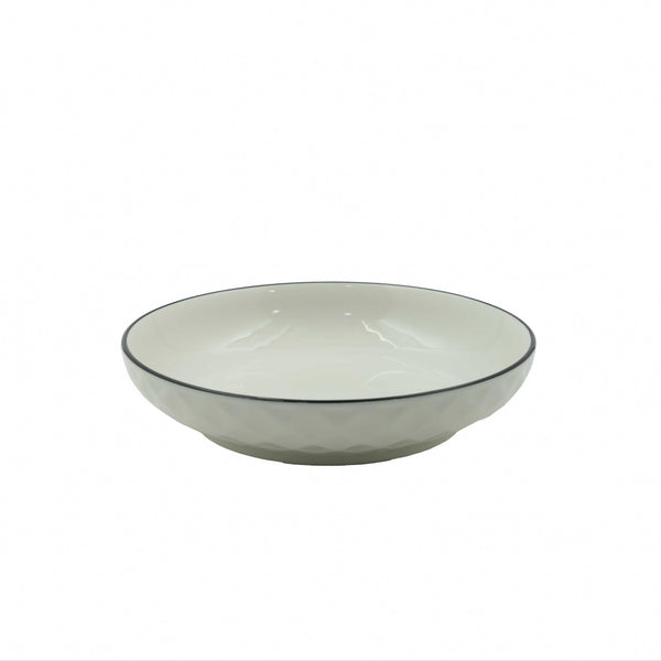 99577-09 – Ceramic Plate 20.3 cm – White with Diamond Embossed Rim