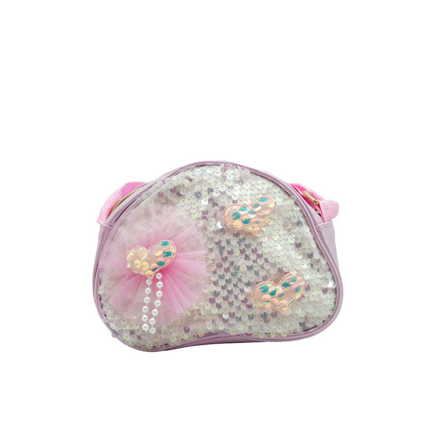 12063-16 Kids Hand Bag – Pink Sequin Heart Design