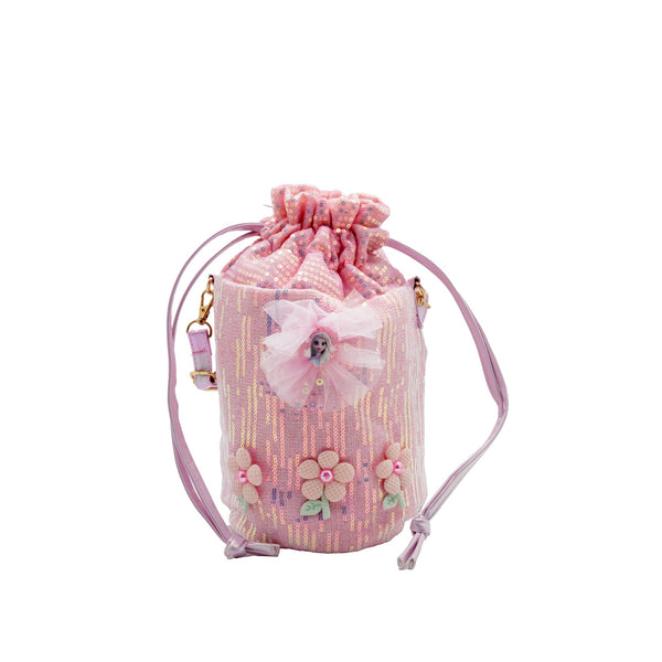 12063-13 Kids Hand Bag – Pink Sequin Flower Design