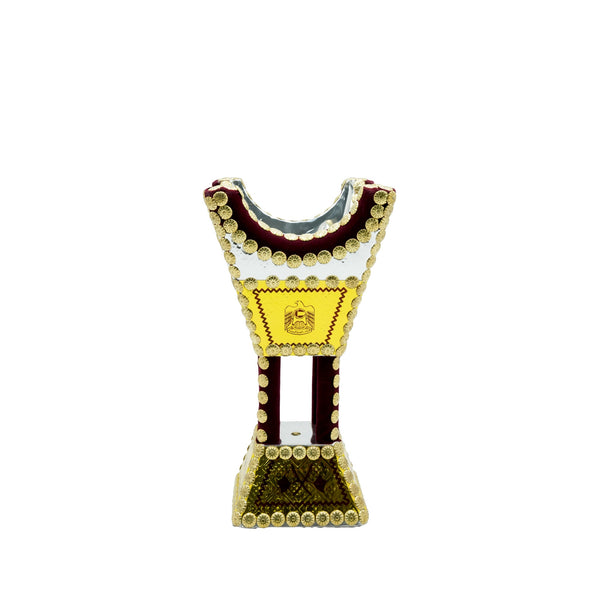 3159 Wooden Burner – 8 Inch – Maroon & Yellow Design