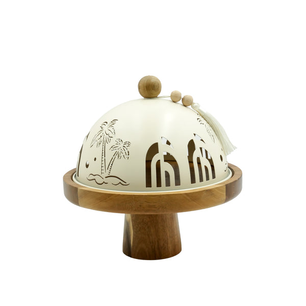 301-50 Cake Tray with Wooden Base & Dome Cover – 28cm (D)