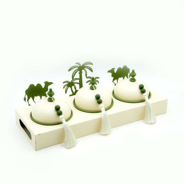 301-13 Nut Bowl Set with Decorative Stand – 3 Bowls with Dome Lids
