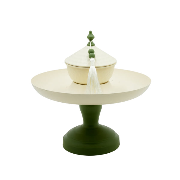 301-10 Footed Tray with Bowl Set – Serving Tray with Dome-Lid Bowl
