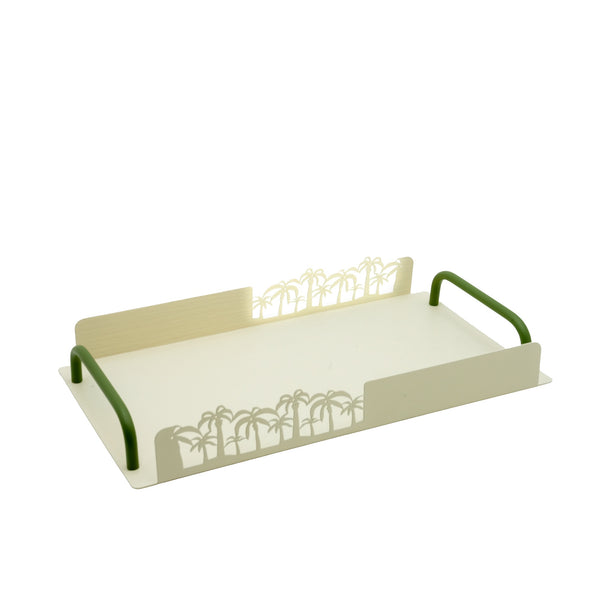 301-28 Metal Tray – Rectangular Serving Tray with Palm  Design Handles