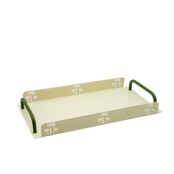 301-27 Metal Tray – Rectangular Serving Tray with Palm Design Handles