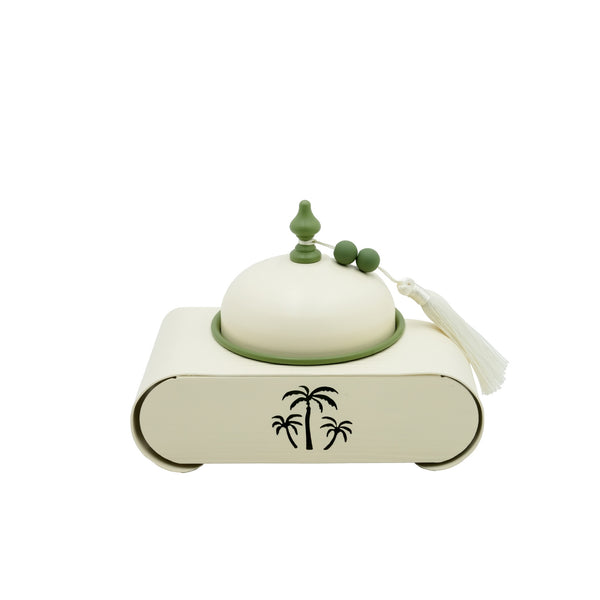 301-29 Nut Bowl Set with Stand – 1 Bowl with Dome Lid & Palm Design