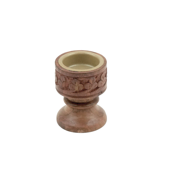 Loban Dan Incense Burner – 2 Inch (W) x 3 Inch (H) – Handcrafted Wooden Bakhoor Holder with Brass Insert