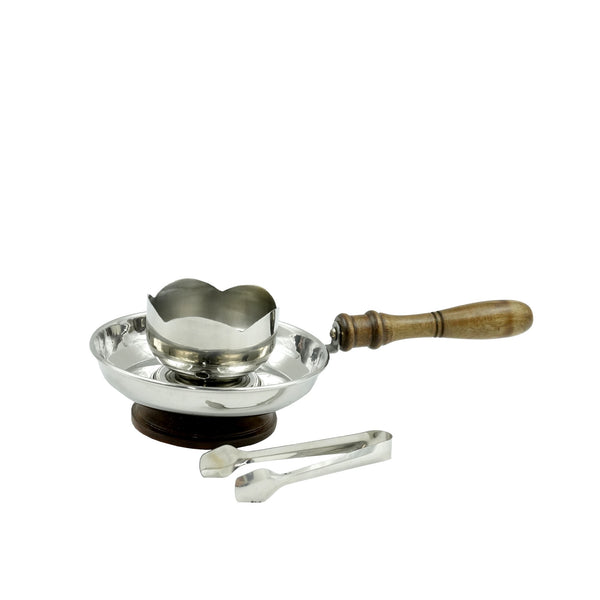 ABH Wooden Burner with Handle  – Traditional Incense Burner with Stainless Steel Tray and Wooden Handle