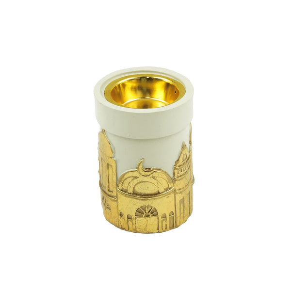 QZL110 Incense Burner – 9cm (D) x 13cm (H) – Elegant Gold-Accent Bakhoor Holder with Arabian Design