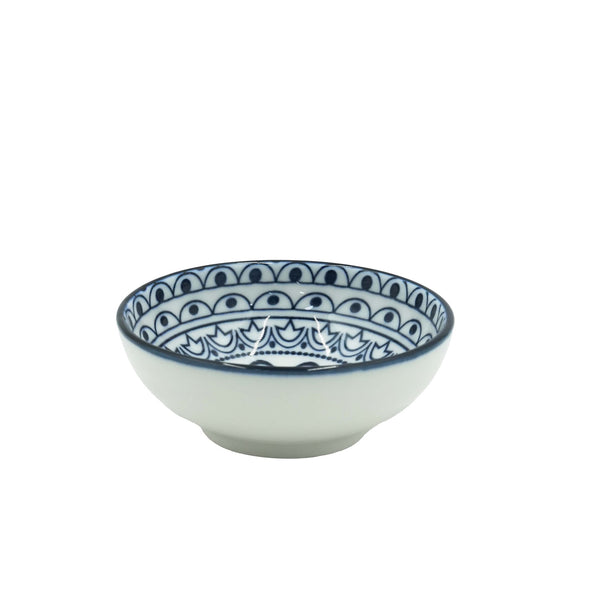 D03-003 – Ceramic Bowl 3.125 Inches – Blue Arabesque Pattern
