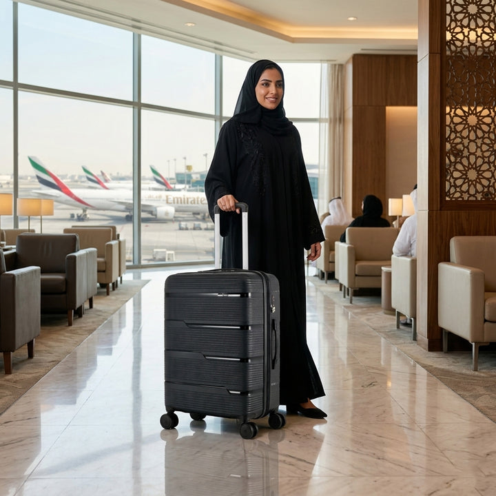 HT Trolley Case Set 4 Piece Black Expandable TSA Lock | Siddiq Gifts