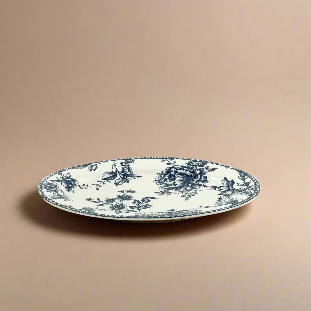 Rhapsody Oval Plate – Dark Blue Floral Design – 14.2 Inches – CL-1913-OV