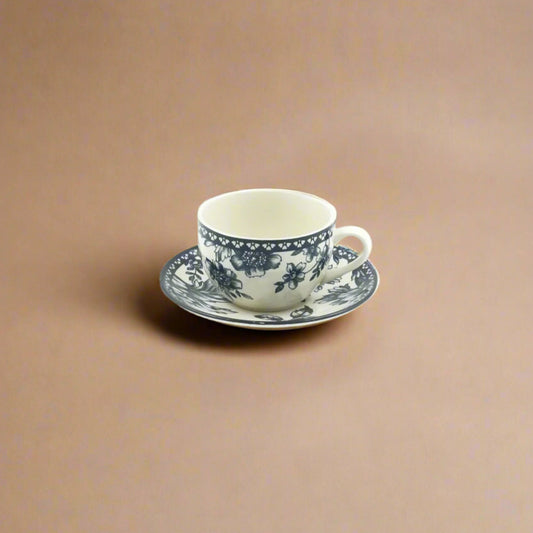 Rhapsody Cup & Saucer – Dark Blue Floral Design – CL-1913-TC