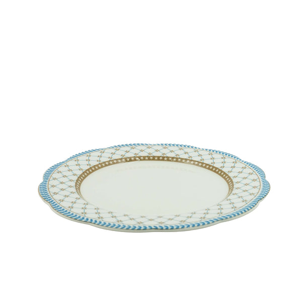 SH73466 – Ceramic Chop Plate 31.5 cm – White with Teal & Beige Star Pattern