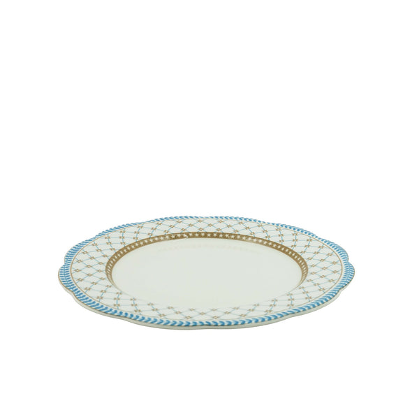 SH73472 – Ceramic Salad Plate 20.3 cm – White with Teal & Beige Star Pattern