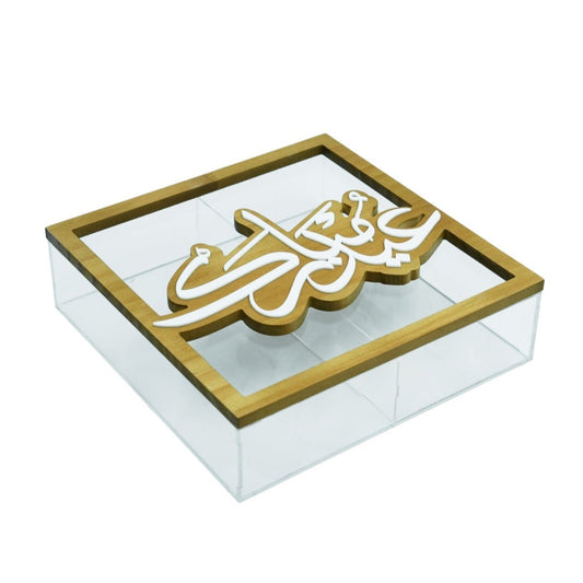 EA-DBX25006L Acrylic Eid Box With Wooden Lid - Large (7cm x 31cm 31cm )