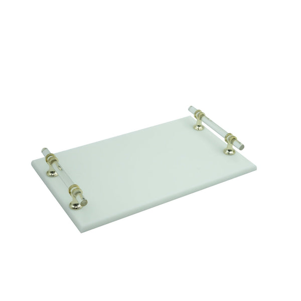 EA-COR002L Marble Tray With Acrylic Handle - Long (48cm x 28cm)