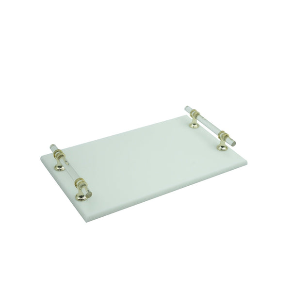 EA-COR002M Marble Tray With Acrylic Handle - Medium (38cm x 24cm)