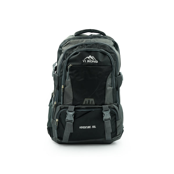 Backpack – 55L Large-Capacity Outdoor, Travel & Hiking Bag with Multi-Pockets – Black/Grey – DS0151