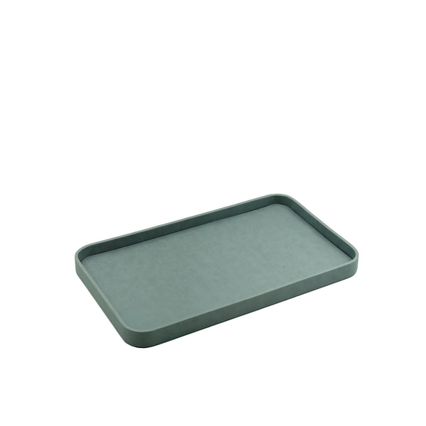 Leather Rectangle Tray – Grey PU Finish – 50cm (L) × 30cm (W) – Elegant Decorative Serving Tray
