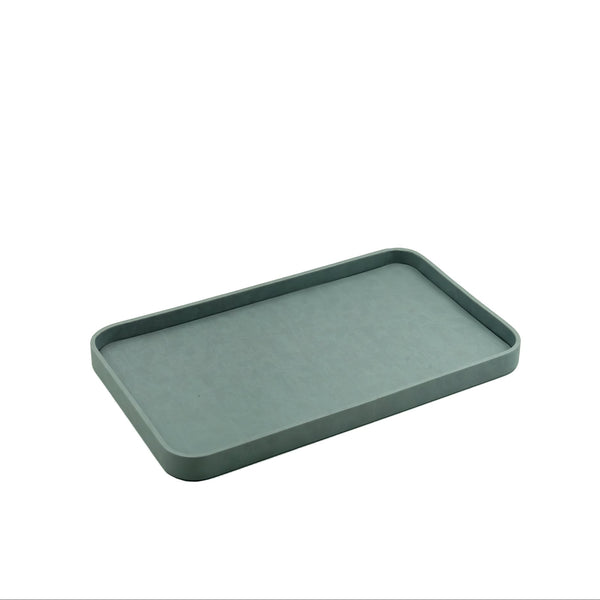 Leather Rectangle Tray – Grey PU Finish – 60cm (L) × 40cm (W) – Elegant Decorative Serving Tray