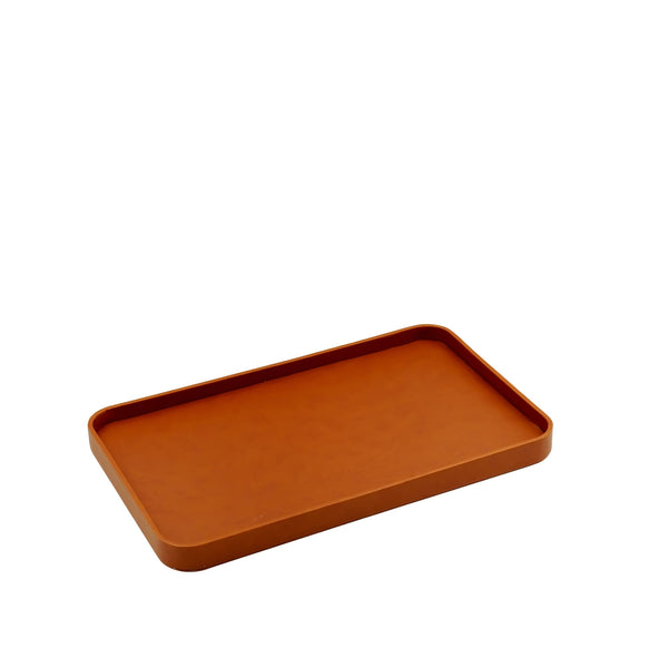 Leather Rectangle Tray – Brown PU Finish – 50cm (L) × 30cm (W) – Elegant Decorative Serving Tray