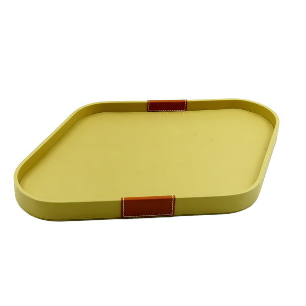 Leather Diamond Tray – Small – 31 cm (L) x 38 cm (W) – Beige