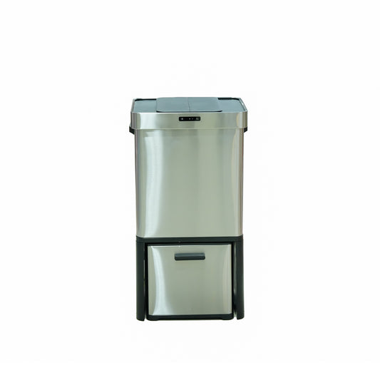 Sensor Trash Can – 68L Stainless Steel Smart Bin with Motion Sensor & Dual Compartments – HN-ZQ
