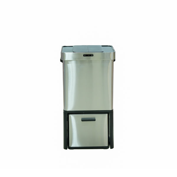 Sensor Trash Can – 68L Stainless Steel Smart Bin with Motion Sensor & Dual Compartments – HN-ZQ