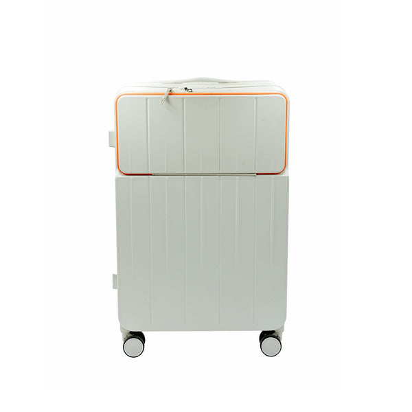 LeavesKing Trolley Bag – TLK6061-2 – White Hard Shell Luggage with Spinner Wheels & Red Handle – Available in Small & Large Sizes