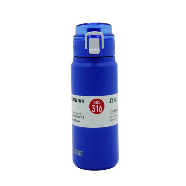 99610-01 – Insulated Water Bottle – 460ml Blue Stainless Steel with Flip Lid, Straw & Carry Strap