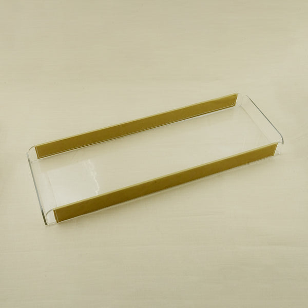 Acrylic Tray with Leather – Beige Finish – 70cm (L) × 20cm (W) – Elegant Rectangular Serving Tray