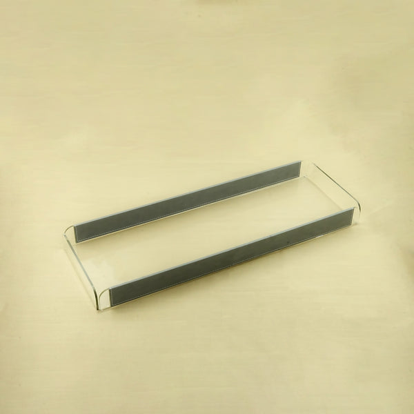 Acrylic Tray with Leather – Grey Finish – 70cm (L) × 20cm (W) – Elegant Rectangular Serving Tray