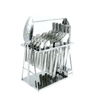 NN-143 38-Piece Cutlery Set with Stand - Silver, 18 Spoons, 12 Fork, 6 Knives & 2 Serving Spoons