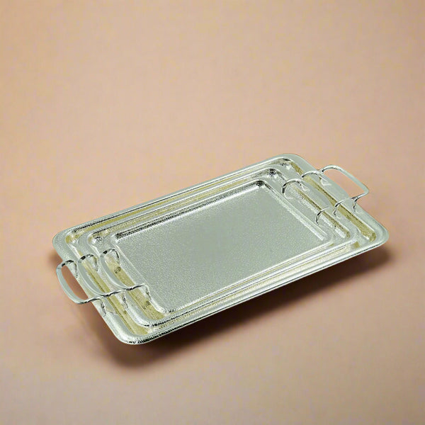 Serving Tray Set – 3 Piece – Elegant Silver Finish – NB5640
