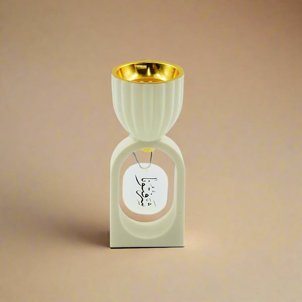 Incense Burner – 19 cm (H) – White with Gold Bowl – Modern Arch Frame Design – NF-36130-1
