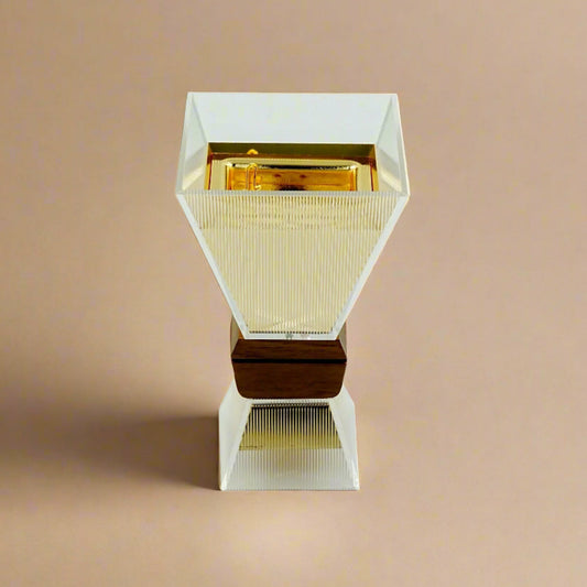 Acrylic Incense Burner – 25 cm (H) – Gold Interior with Wooden Accent – CD-7215