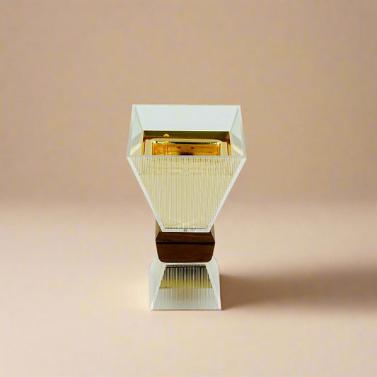 Acrylic Incense Burner – 17 cm (H) – Gold Interior with Wooden Accent  – CD-7221