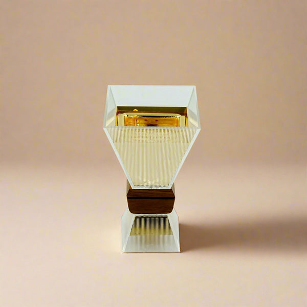 Acrylic Incense Burner – 17 cm (H) – Gold Interior with Wooden Accent  – CD-7221