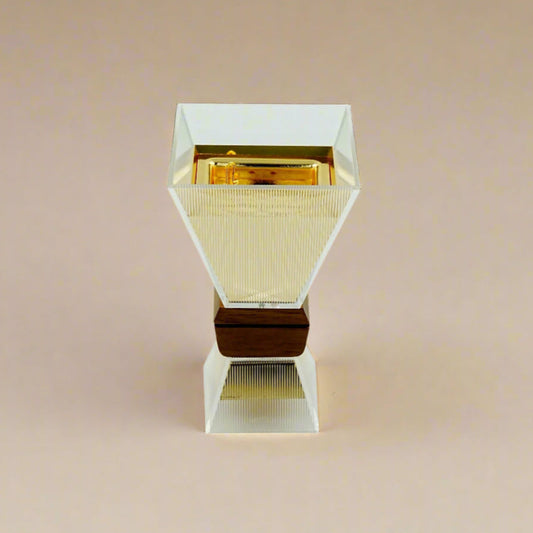 Acrylic Incense Burner – 21 cm (H) – Gold Interior with Wooden Accent – CD-7218