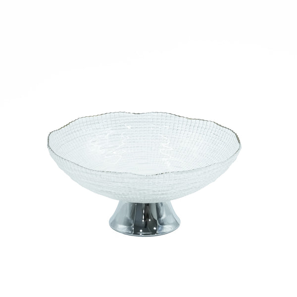 Fruit Bowl With Silver Stand & Silver Rim