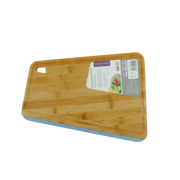 23722-5 – Cutting Board – 34.5cm x 25cm – Bamboo with Blue Non-Slip Base