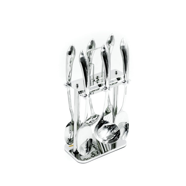 CUT1620083 Stainless Steel 7-Piece Kitchen Utensil Set with Stand – Silver