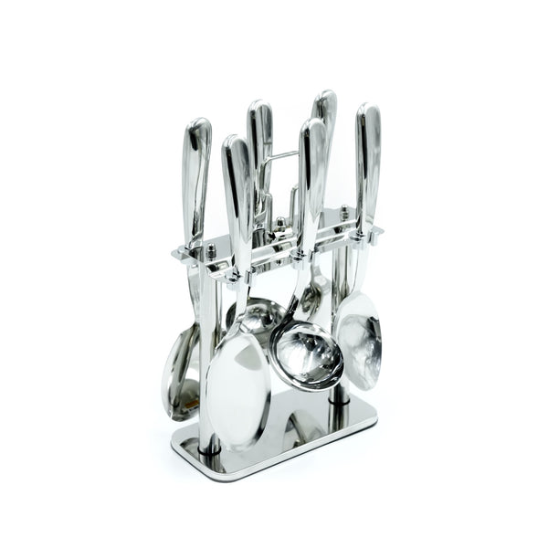 CUT1620080 Stainless Steel 7-Piece Kitchen Utensil Set with Stand – Silver