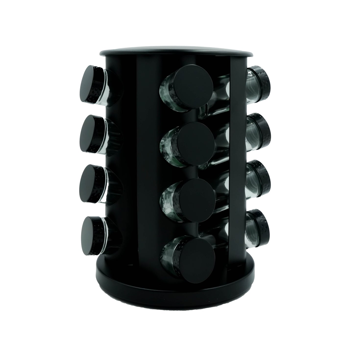 CT-146 – Spice Carousel – 16 Glass Jar Rotating Organizer with Black Stand