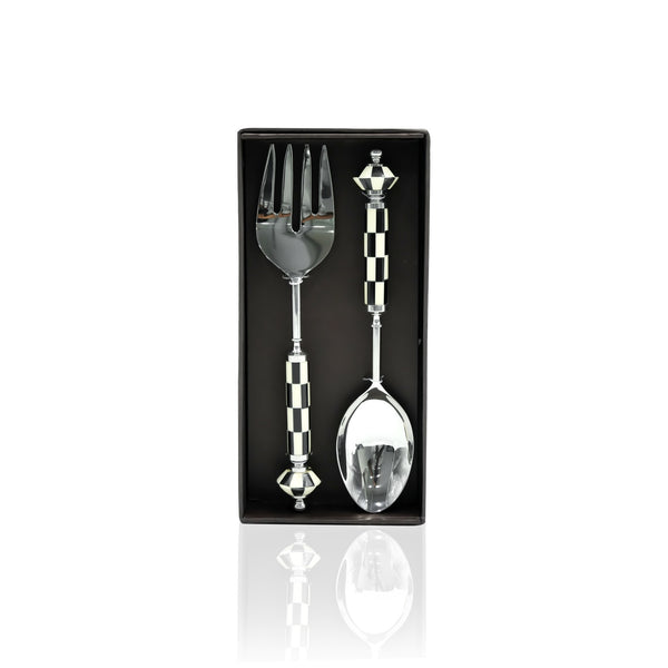 FYM-18001 Stainless Steel 2-Piece Salad Serving Set – Fork and Spoon, 28cm