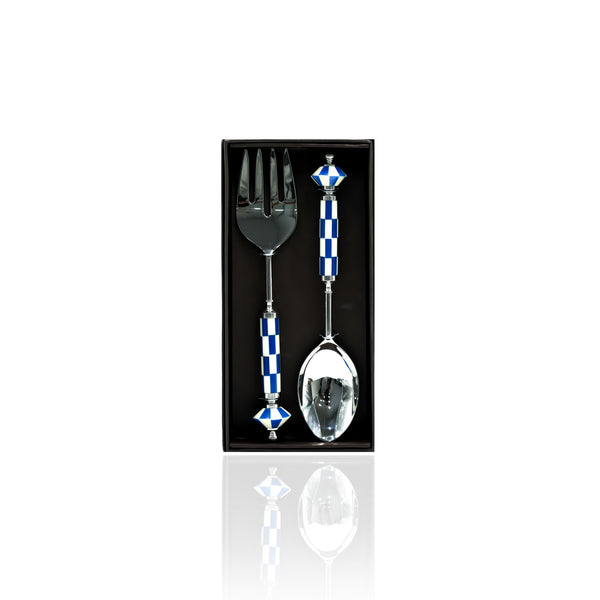 FYM-18021 Stainless Steel 2-Piece Salad Serving Set – Fork and Spoon, 28cm